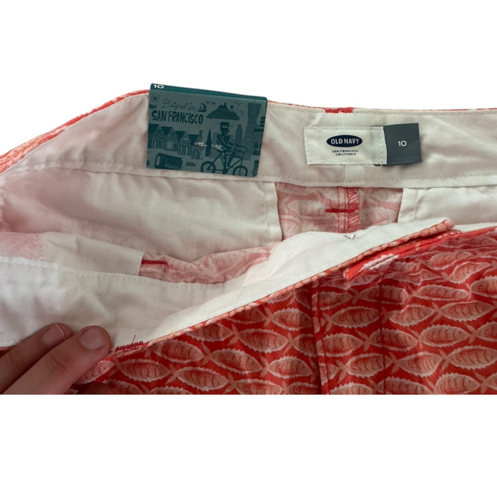 🔥NWT Womens Old Navy Shorts Size 10 Coral Fish Beachy Casual Pockets - Picture 3 of 4